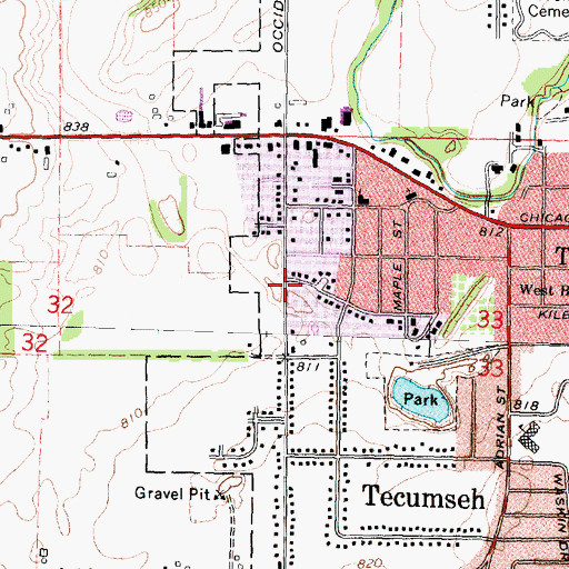 Topographic Map of Missionary Baptist Church, MI