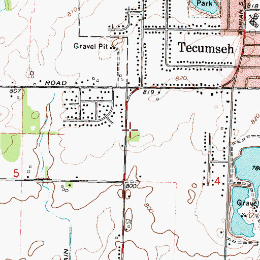 Topographic Map of Lenawee Seventh-Day Adventist School, MI