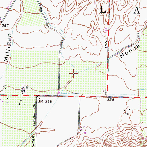 Topographic Map of Honda Barranca, CA
