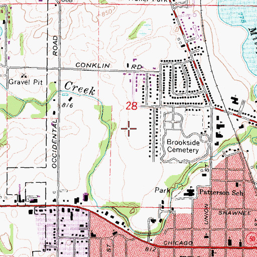 Topographic Map of Tecumseh High School, MI