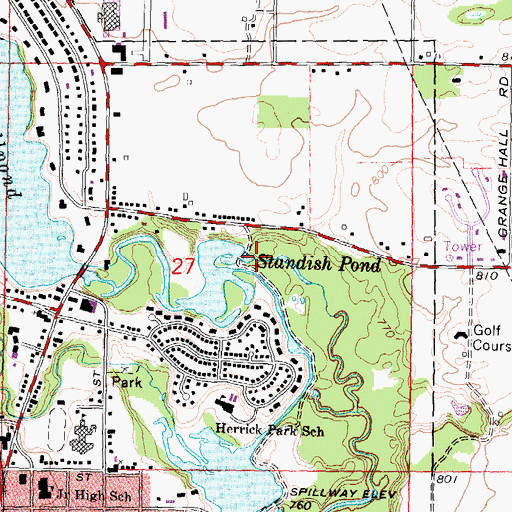 Topographic Map of Standish Dam, MI