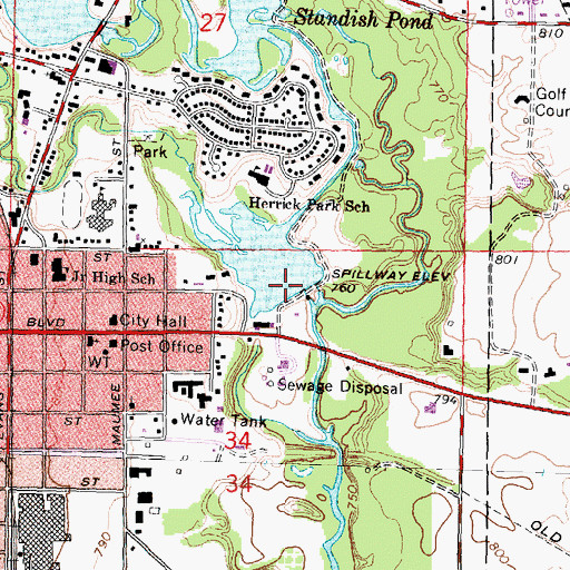 Topographic Map of Mill Pond, MI