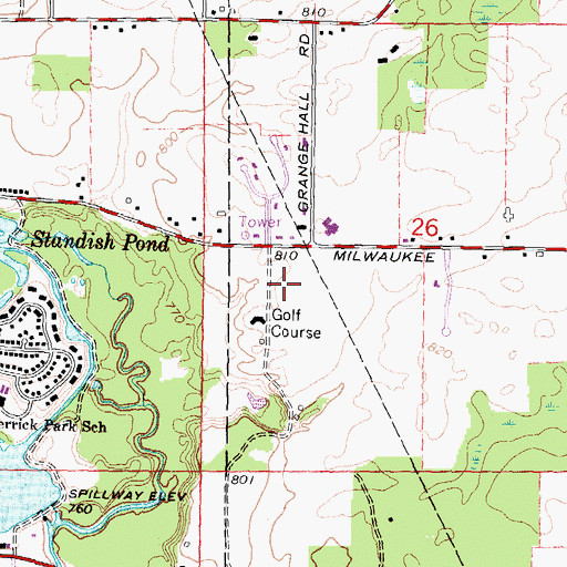 Topographic Map of Tecumseh Country Club, MI