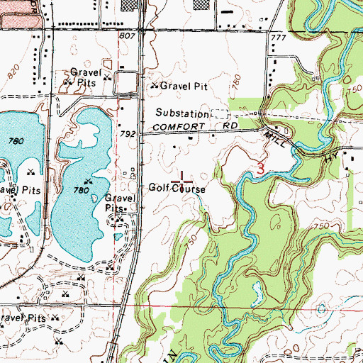 Topographic Map of Raisin Valley Golf Course, MI