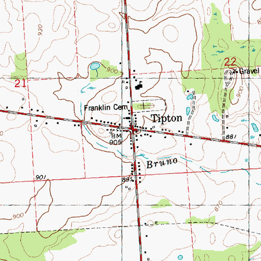 Topographic Map of Tipton Post Office, MI