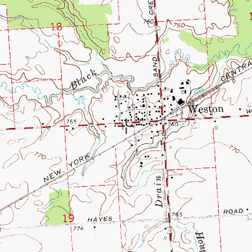 Topographic Map of Weston Methodist Church, MI