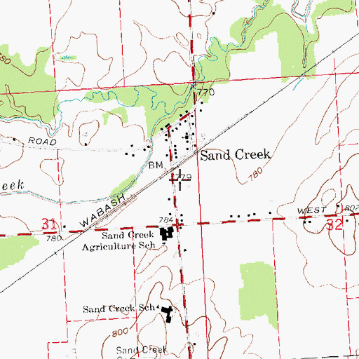 Topographic Map of Sand Creek Post Office, MI