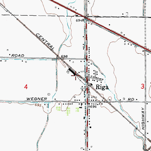 Topographic Map of Riga Station, MI
