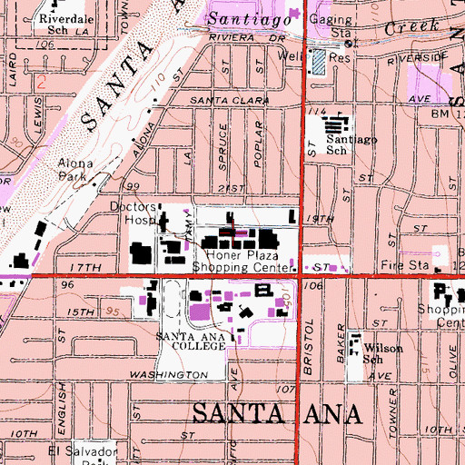 Topographic Map of Honer Plaza Shopping Center, CA