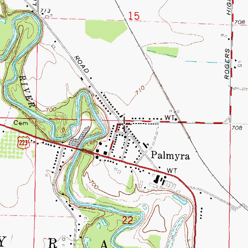 Topographic Map of Palmyra Post Office, MI