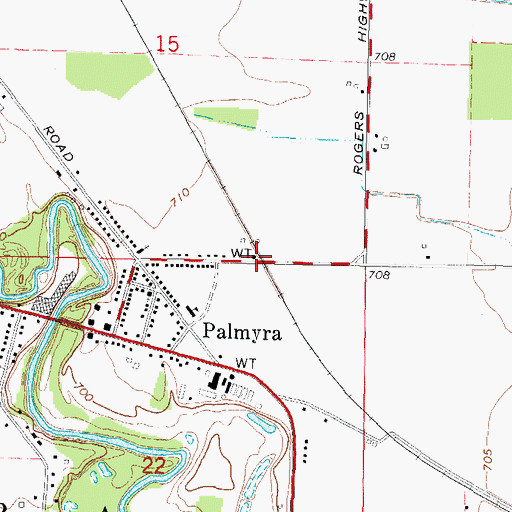 Topographic Map of Palmyra Station, MI