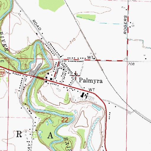 Topographic Map of Palmyra School, MI