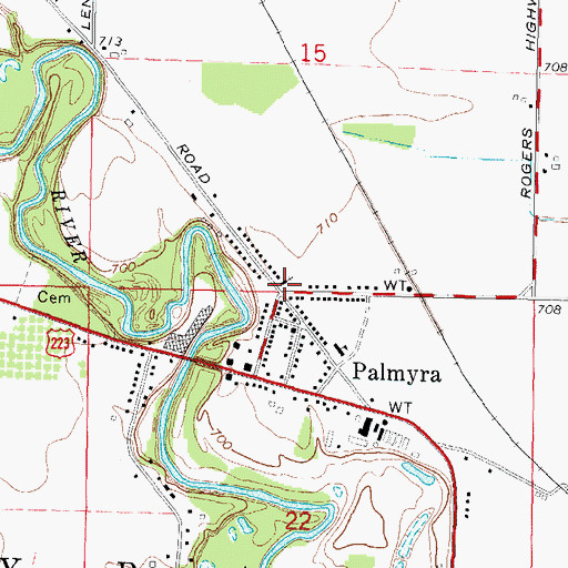 Topographic Map of Palmyra Community Church, MI