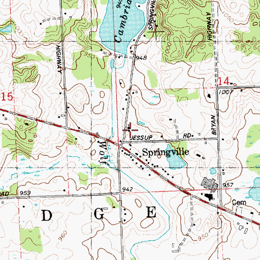 Topographic Map of Springville United Methodist Church, MI
