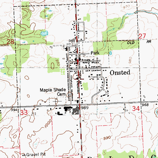 Topographic Map of Onsted Branch Library, MI