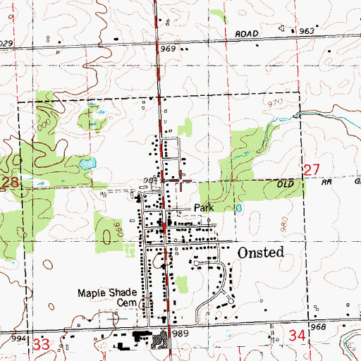 Topographic Map of Cambridge Township Hall, MI