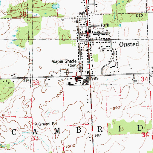 Topographic Map of Onsted Community Schools, MI