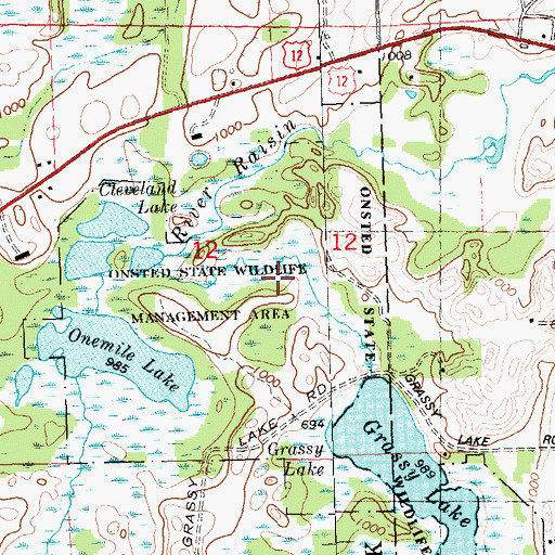 Topographic Map of Onsted State Wildlife Management Area, MI
