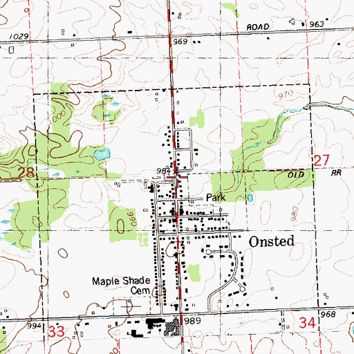 Topographic Map of Onsted Station (historical), MI