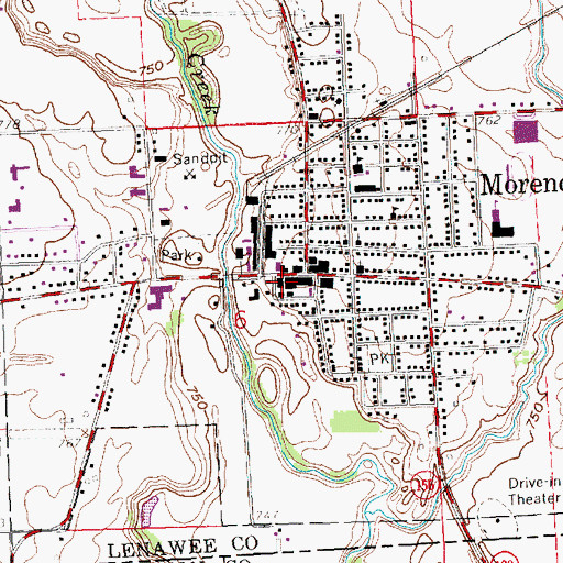 Topographic Map of Morenci Fire Department, MI