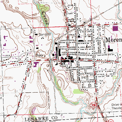 Topographic Map of Morenci Bible Fellowship, MI