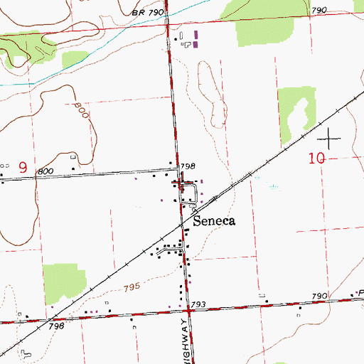 Topographic Map of Seneca Community Church, MI