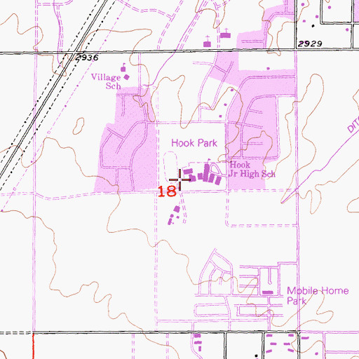 Topographic Map of Imogene Garner Hook Junior High School, CA