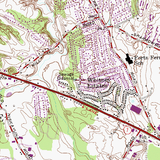 Topographic Map of Burns Whitney Park, NY