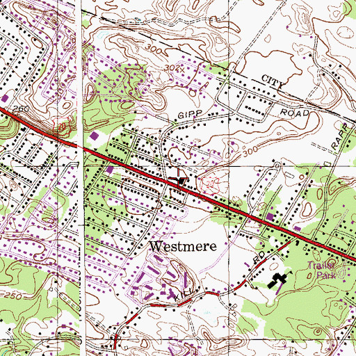 Topographic Map of Westmere Plaza Shopping Center, NY