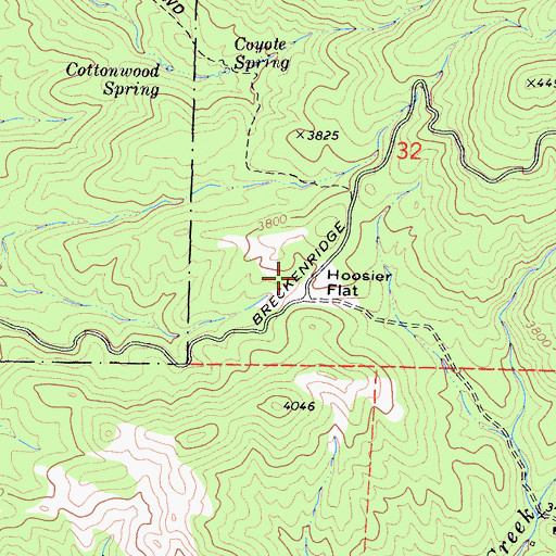 Topographic Map of Hoosier Flat, CA