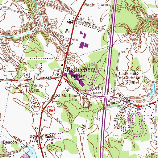 Topographic Map of Town Square Shopping Center, NY