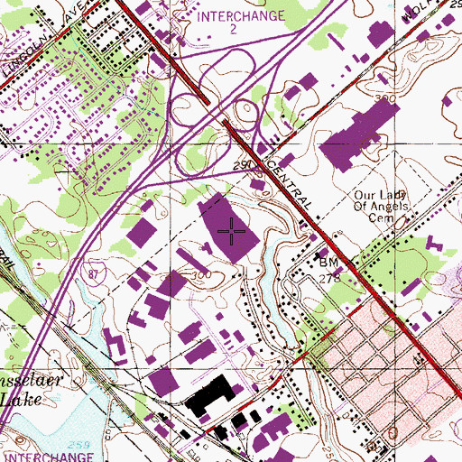 Topographic Map of Northway Mall Shopping Center, NY