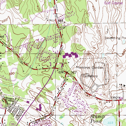 Topographic Map of Shaker Pine Mall Shopping Center, NY