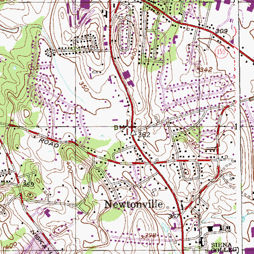 Topographic Map of Newton Plaza Shopping Center, NY