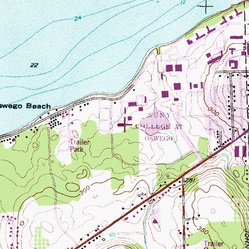 Topographic Map of Oneida Hall, NY