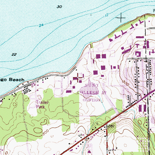 Topographic Map of Cayuga Hall, NY