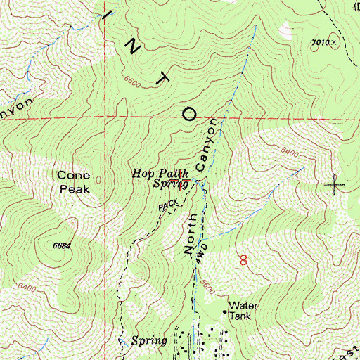 Topographic Map of Hop Patch Spring, CA