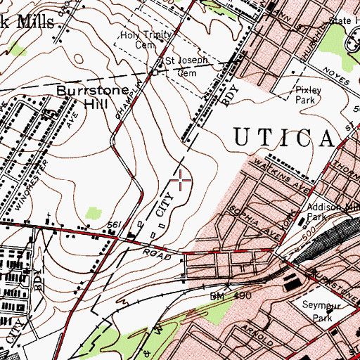 Topographic Map of Utica College, NY