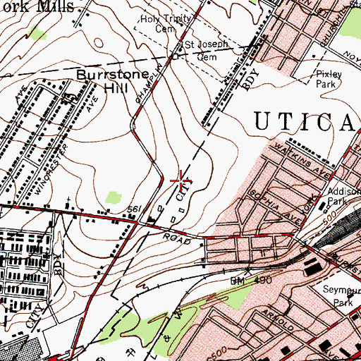 Topographic Map of Frank E Gannett Library, NY