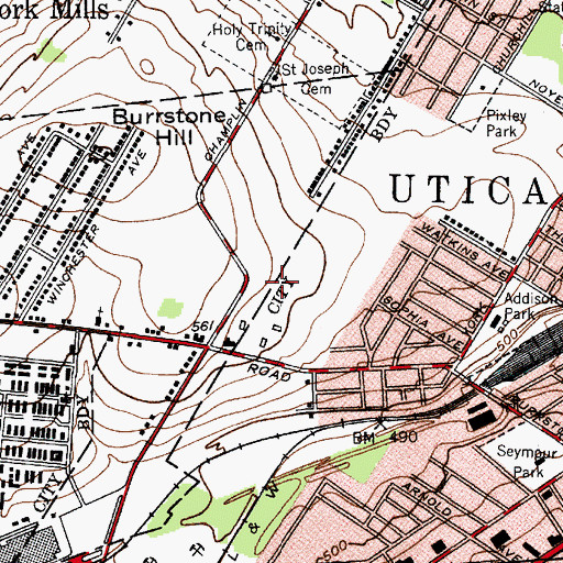 Topographic Map of Romano Plaza, NY