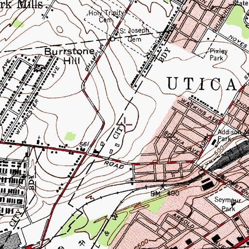 Topographic Map of DePerno Hall, NY