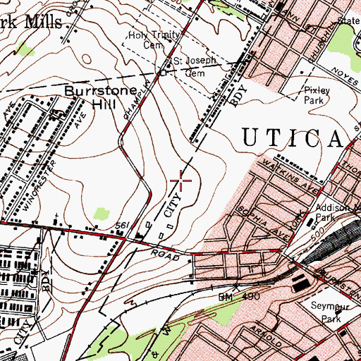 Topographic Map of Strebel Student Center, NY