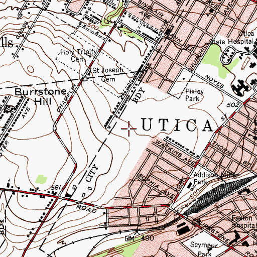 Topographic Map of Charles A Gaetano Stadium, NY