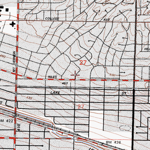 Topographic Map of Horace Mann Elementary School, CA