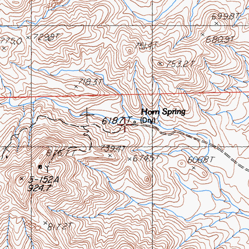 Topographic Map of Horn Spring, CA
