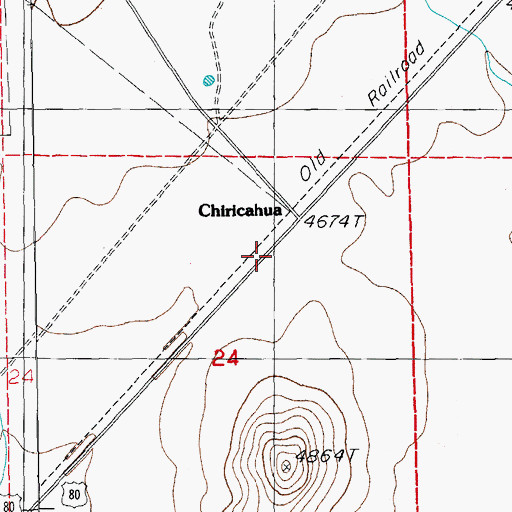 Topographic Map of Chiricahua, AZ