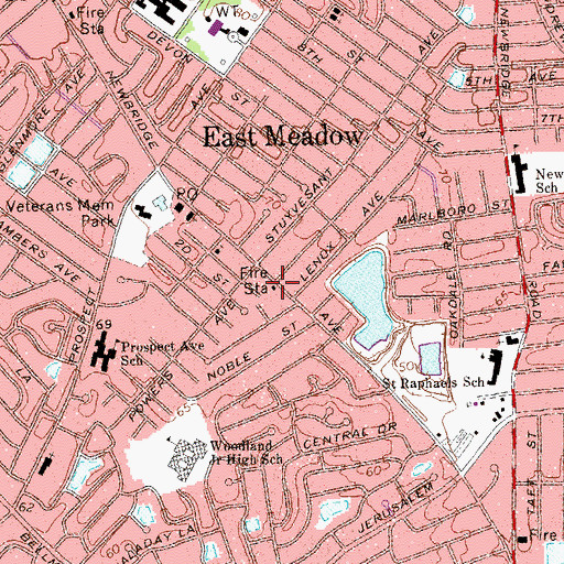 Topographic Map of East Meadow Fire Department Station 2, NY
