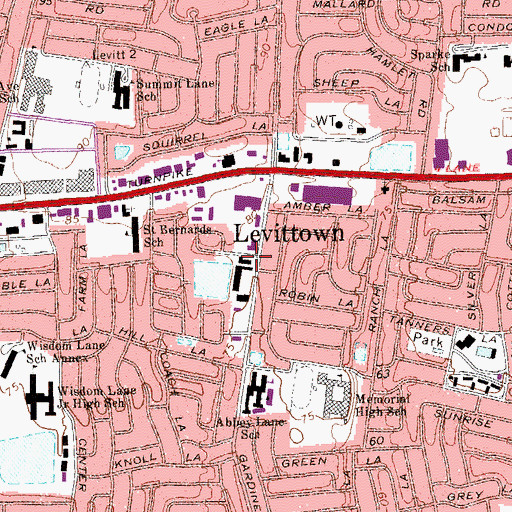 Topographic Map of Levittown Fire Department, NY