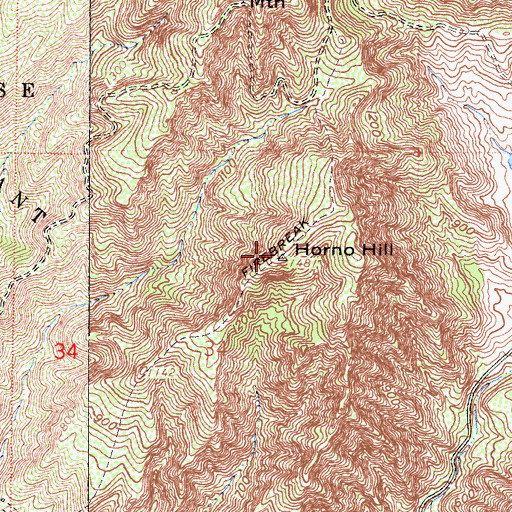 Topographic Map of Horno Hill, CA