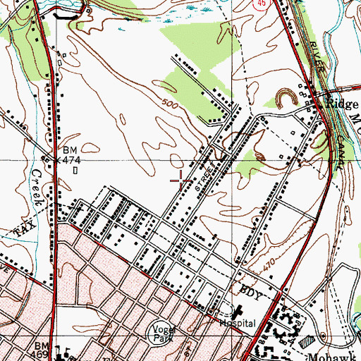 Topographic Map of Saint Paul's Catholic Church, NY
